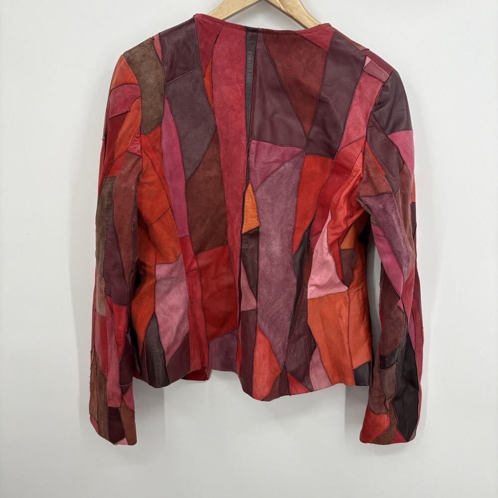 Vintage Suede Leather Patchwork Jacket Small Whim… - image 8
